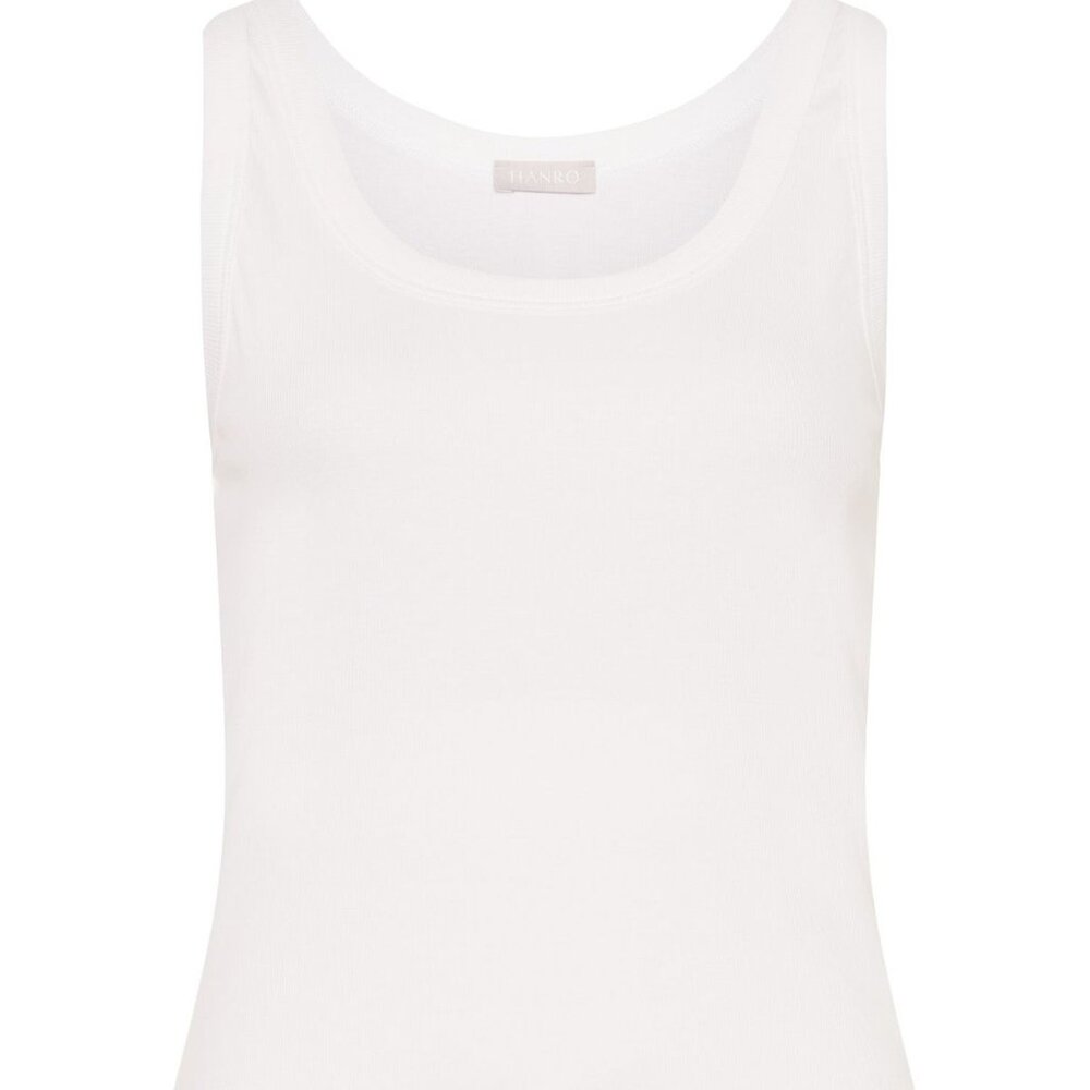 Hanro Women's White Ribbed Tank Top, size L